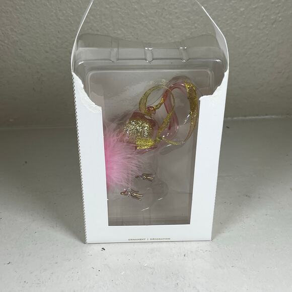 Art Glass Pink Flamingo Ornament Hallmark 4" Feathers Gold 2018 - Picture 4 of 6